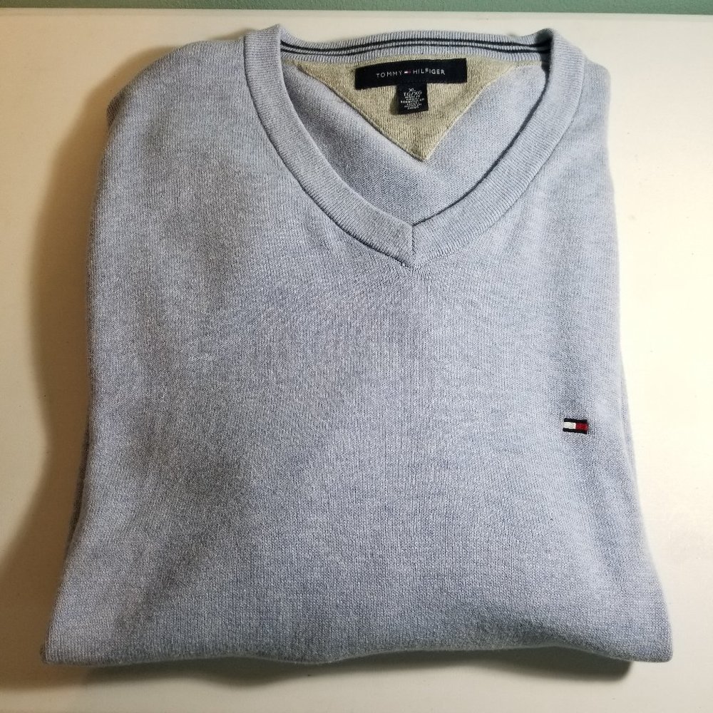 Tommy Hilfiger Light Blue Men's V-Neck Sweater